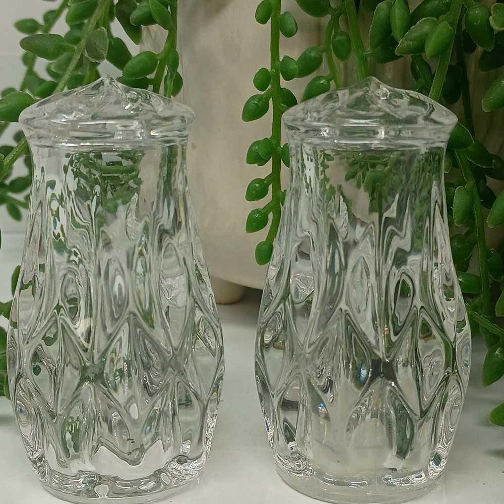 Elegant Crystal Clear Glass Salt and Pepper Shakers